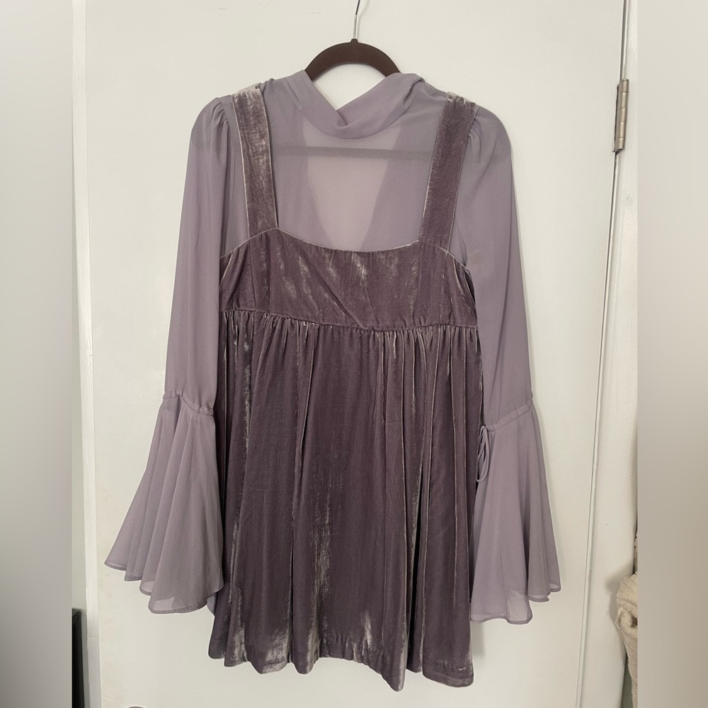 Free People Retro Flare Sleeve Velvet Mini Dress Size XS